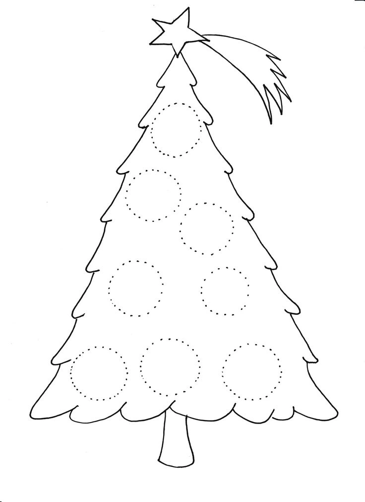 Christmas tree with a star coloring page